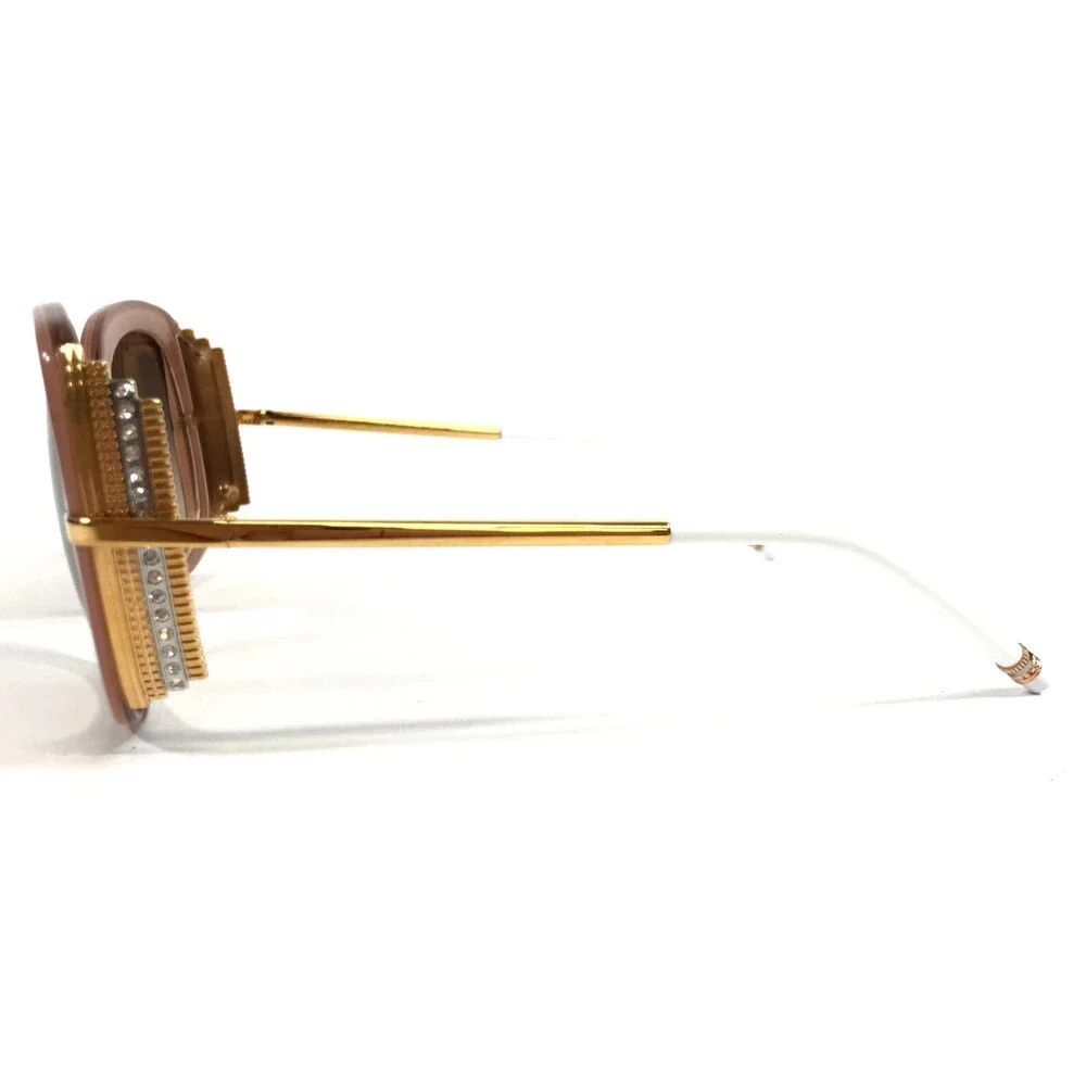 Boucheron Sunglasses BC0002S 006 Pink Gold Butterfly with Gradient Brown Lenses